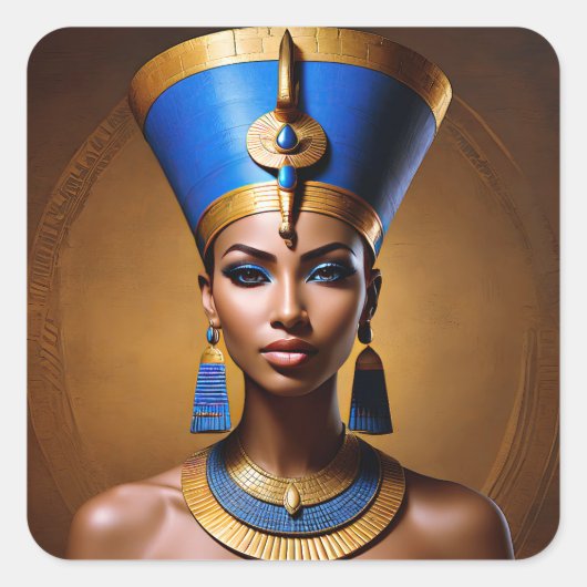 "Queen Nefertiti" Mooie oude Afrikaanse koningin Vierkante Sticker (Voorkant)
