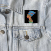 Queen Nefertiti Vierkante Button 5,1 Cm (In situ)