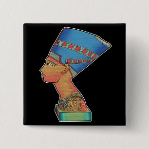Queen Nefertiti Vierkante Button 5,1 Cm