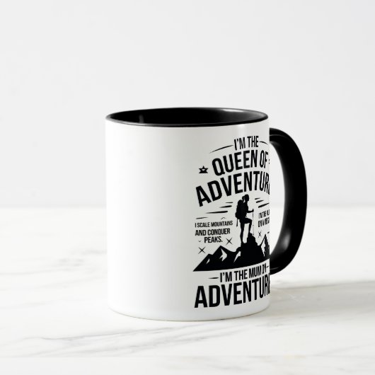 Queen of Adventure Hiking Mum Typography Design Mok (Voorkant rechts)