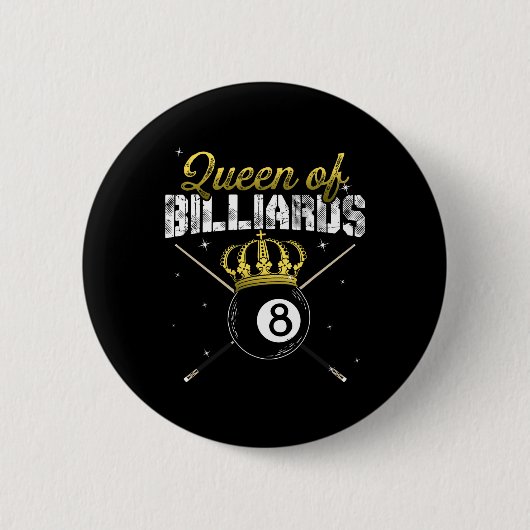 Queen of Billiards Snooker Pool biljartspeler QU Ronde Button 5,7 Cm (Voorkant)
