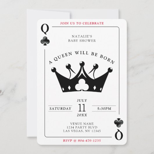 Queen of Clubs Casino Poker Kaart Baby shower (Voorkant)