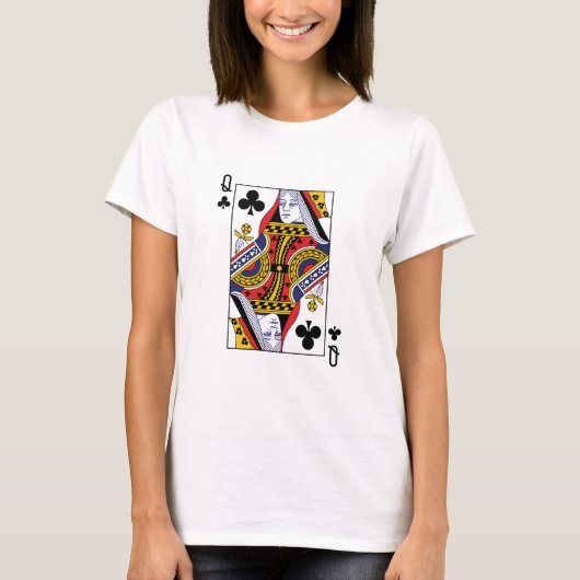 Queen of Clubs Poker Spelen Kaart Casino T-shirt (Voorkant)