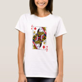 Queen of Diamonds Poker Casino Speel Kaart T-shirt (Voorkant)