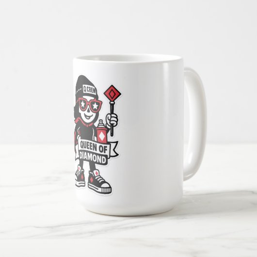 Queen of Diamonds Street Mascot — High-Stakes Edit Koffiemok (Voorkant rechts)