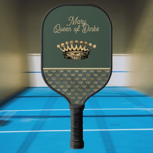 Queen of Dinks Groene Kroon Monogram Pickleball Paddle