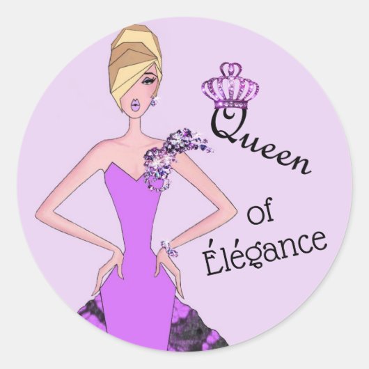 "Queen of Elegance"-stickers Ronde Sticker (Voorkant)