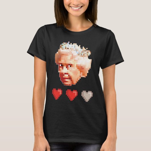 Queen of England retro video game pixel 3 lives he T-shirt (Voorkant)