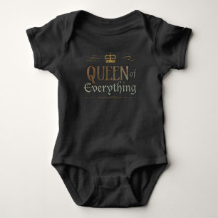 QUEEN OF EVERYTHING - Gouden koninklijke kroon bel Romper