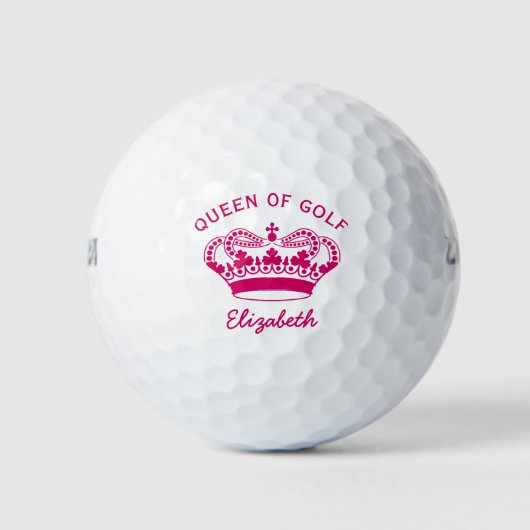 Queen of Golf Hot Pink Monogram Golfballen (Voorkant)