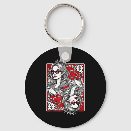 Queen Of Heart Playing Card Coffee Lover Gambling  Sleutelhanger (Voorkant)