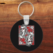 Queen Of Heart Playing Card Coffee Lover Gambling  Sleutelhanger (Voorkant)