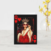Queen Of Heart Playing Card Love Valentine Outfit  Kaart (Gele Bloem)