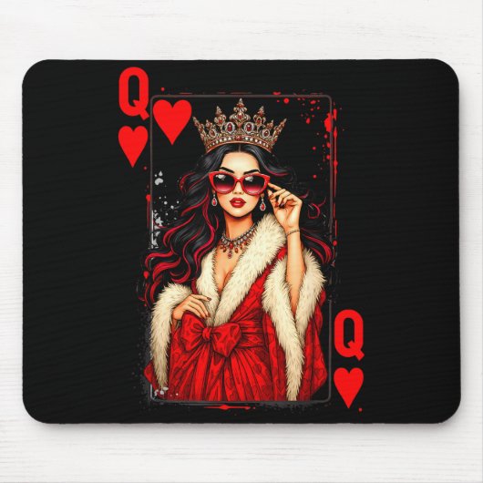 Queen Of Heart Playing Card Love Valentine Outfit  Muismat (Voorkant)