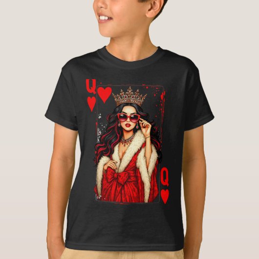 Queen Of Heart Playing Card Love Valentine Outfit  T-shirt (Voorkant)
