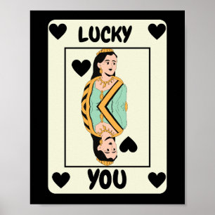 Queen Of Heart Zwarte Aas Kaart Poster, Gelukkig J Poster