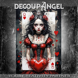 Queen of Hearts #3 - Decoupage- Tissuepapier