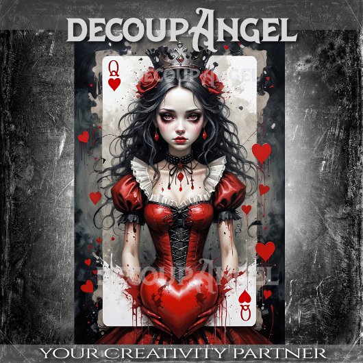 Queen of Hearts #3 - Decoupage- Tissuepapier