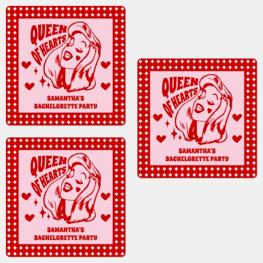 Queen Of Hearts Bachelorette Party Drink Labels (Groep)