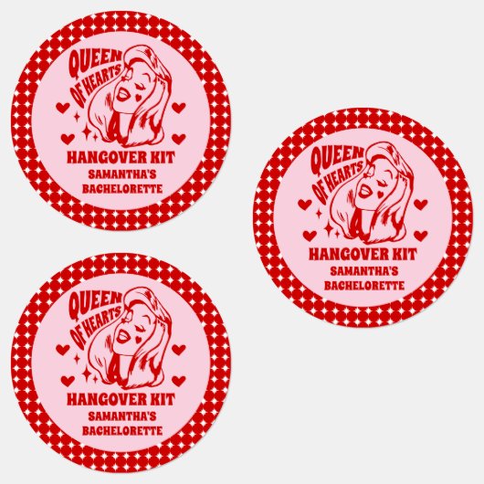 Queen of Hearts Bachelorette Party Hangover Kit Labels (Groep)