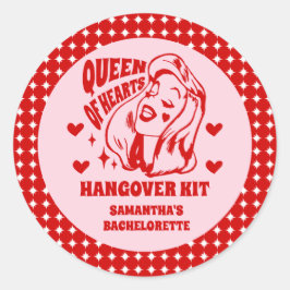 Queen of Hearts Bachelorette Party Hangover Kit Ronde Sticker