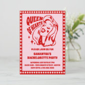 Queen of Hearts Bachelorette Party Kaart (Staand voorkant)