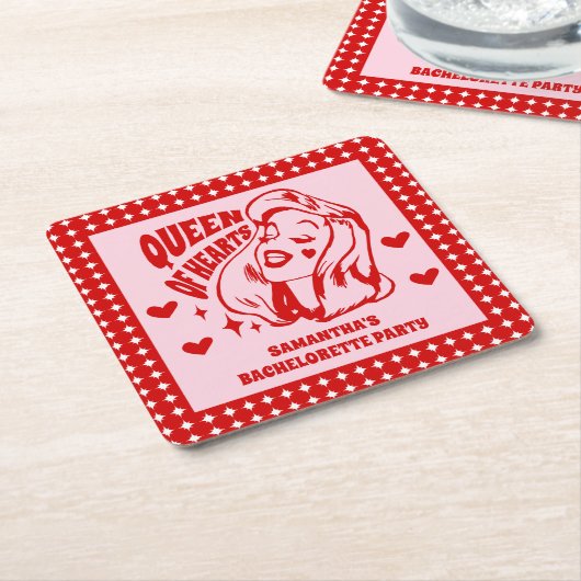 Queen of Hearts Bachelorette Party Kartonnen Onderzetters (Schuin)