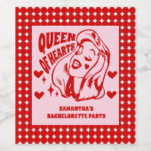Queen of Hearts Bachelorette Party Wijn Etiket (Enkel label)