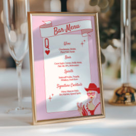 Queen of hearts Bar Menu Roze Rood