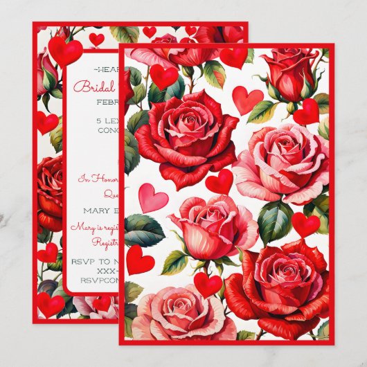 Queen of Hearts Bridal Shower Uitnodiging (Voorkant / Achterkant)