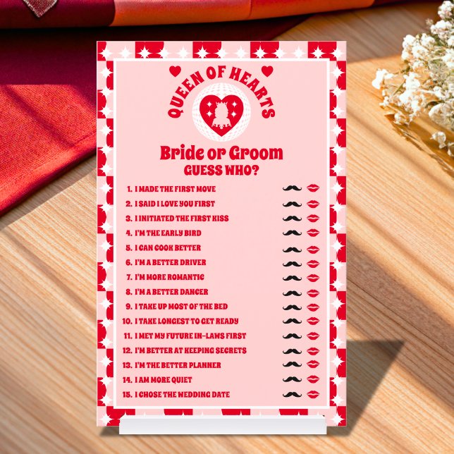 Queen of Hearts bruid voor bruidegom douche spel (Party Games)