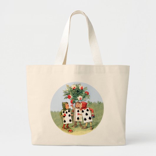 Queen of Hearts' Cardmen Verf de Queens Rozen Grote Tote Bag (Voorkant)
