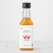 Queen of Hearts Casino Poker Kaart Verjaardag Likeurfles Etiket (Voorkant)