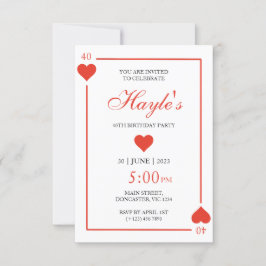 Queen of Hearts Casino Speelkaarten 40ste Verjaard Kaart