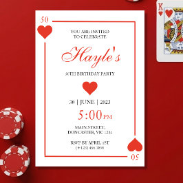 Queen of Hearts Casino Speelkaarten 50e Verjaardag Kaart
