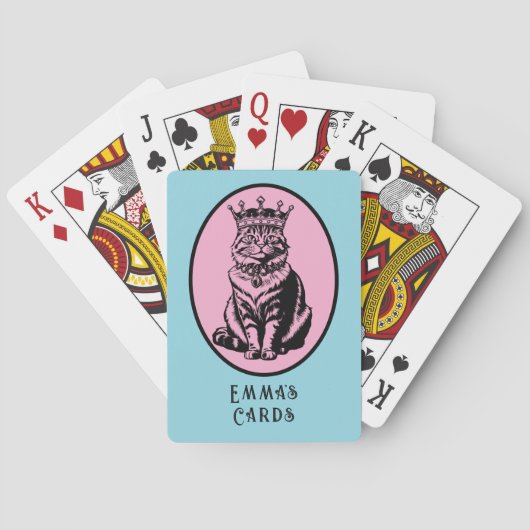 Queen of Hearts Cat Personalized Cards Pokerkaarten (Achterkant)