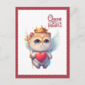 Queen of Hearts Chibi Angel Cat Valentine Feestdagenkaart (Voorkant)