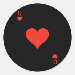 Queen of Hearts Costume Deck of Cards Spelen Kaart Ronde Sticker
