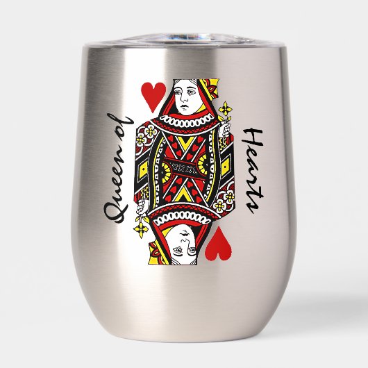 Queen of Hearts Design Thermische Wijn Tumbler (Voorkant)