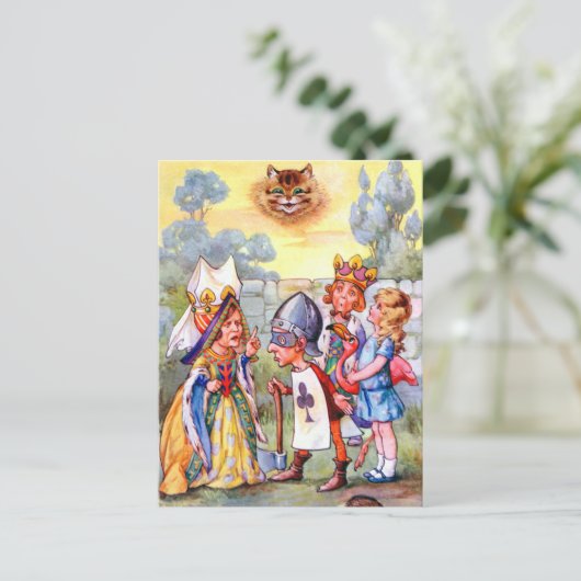 Queen of Hearts en Alice in Wonderland Briefkaart (Staand voorkant)