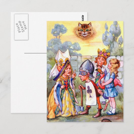 Queen of Hearts en Alice in Wonderland Briefkaart (Voorkant / Achterkant)