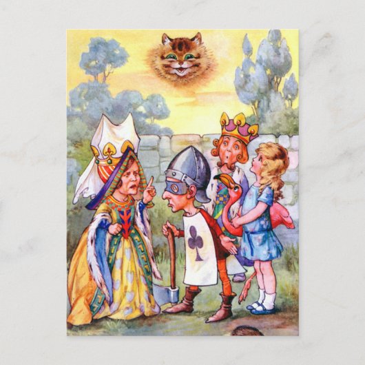Queen of Hearts en Alice in Wonderland Briefkaart (Voorkant)