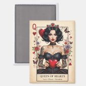 Queen of Hearts Gothic Tarot Fridge Magnet  (Voorkant / Achterkant)