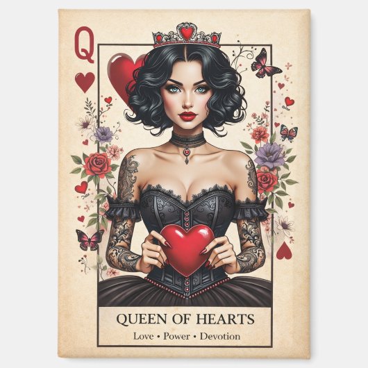 Queen of Hearts Gothic Tarot Fridge Magnet  (Voorkant)