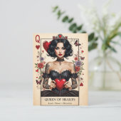 Queen of Hearts Gothic Tarot Postcard  Briefkaart (Staand voorkant)