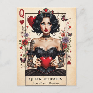 Queen of Hearts Gotische Tarot Ansichtkaart Briefkaart
