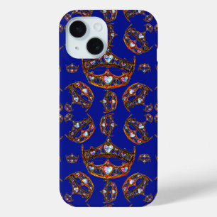 Queen of Hearts Gouden Kroon Tiara blauw paarse do iPhone 15 Case