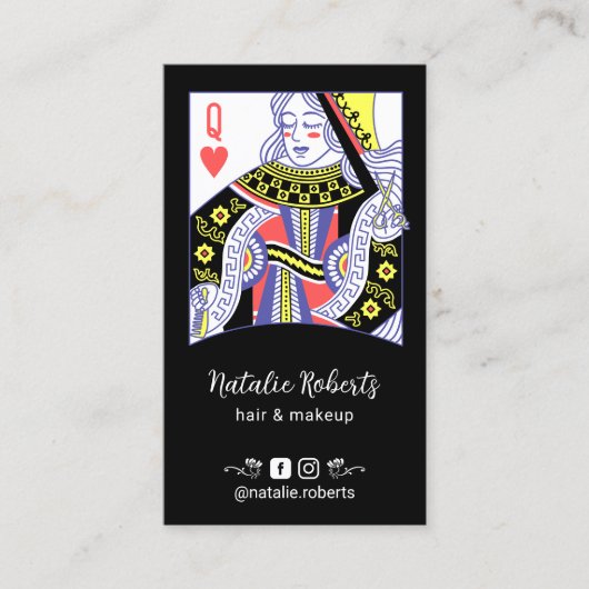 Queen of Hearts Hair Stylist Schoonheidssalon #2 Visitekaartje (Voorkant)