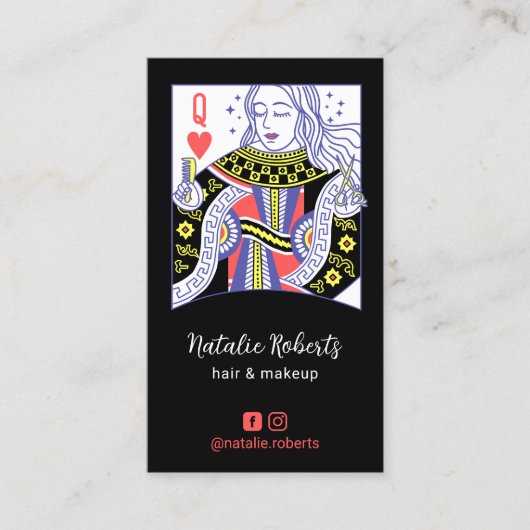 Queen of Hearts Hair Stylist Schoonheidssalon #3 Visitekaartje (Voorkant)