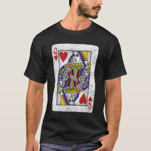 Queen of Hearts Kaart Poker Bridge Spelerskostuum T-shirt